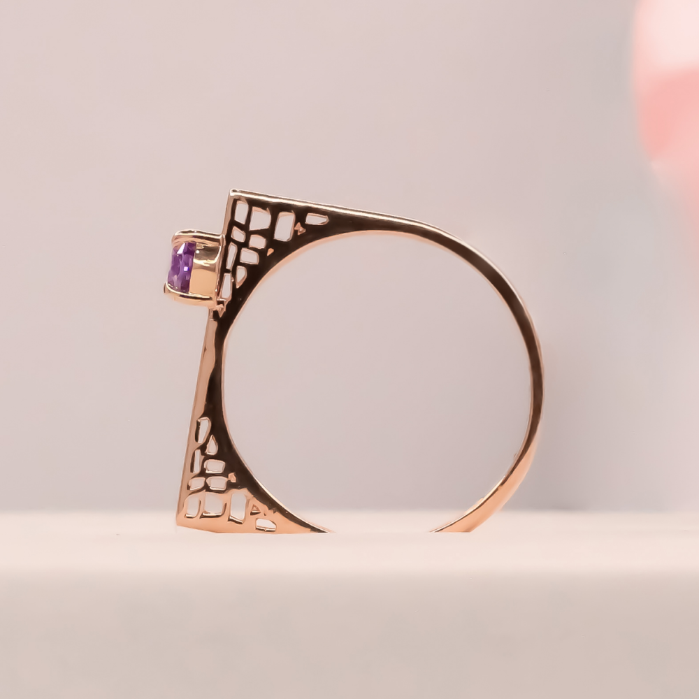 Gold Square-Cut Gemstone Ring