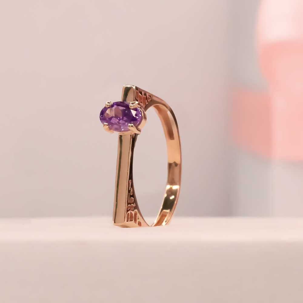 Gold Square-Cut Gemstone Ring